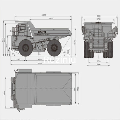 लोड क्षमता 55t के साथ SRT55D खदान डंप ट्रक 480kW 35m3